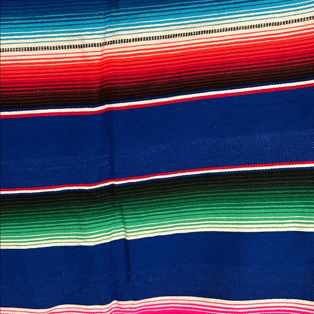 Mexican Serape Vibrant Multi-Colored 84 L X 60 1/2 Full Size Blanket Fringes - Picture 14 of 14